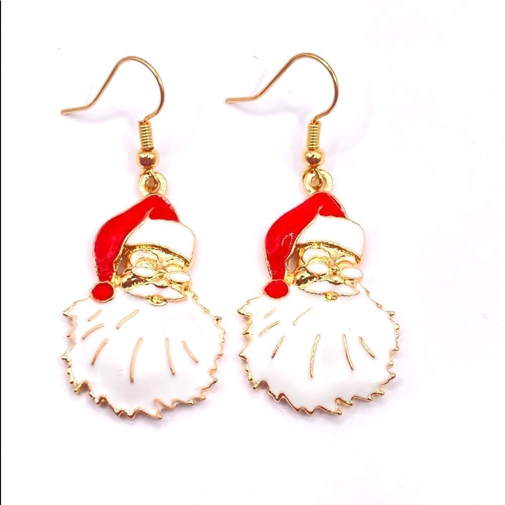 Gold Christmas themed Santa earring